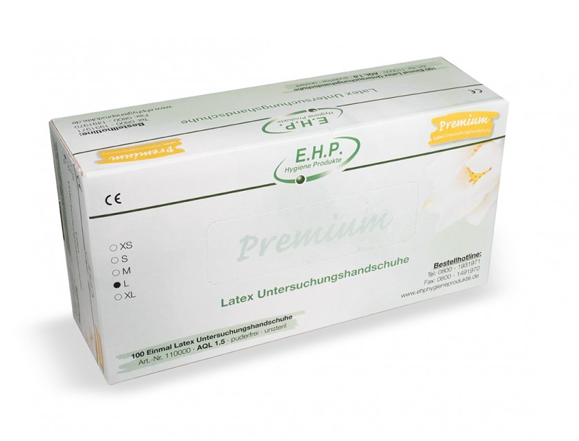 EHP Latexhandschuhe Premium, L, Weiß, 100 Stück