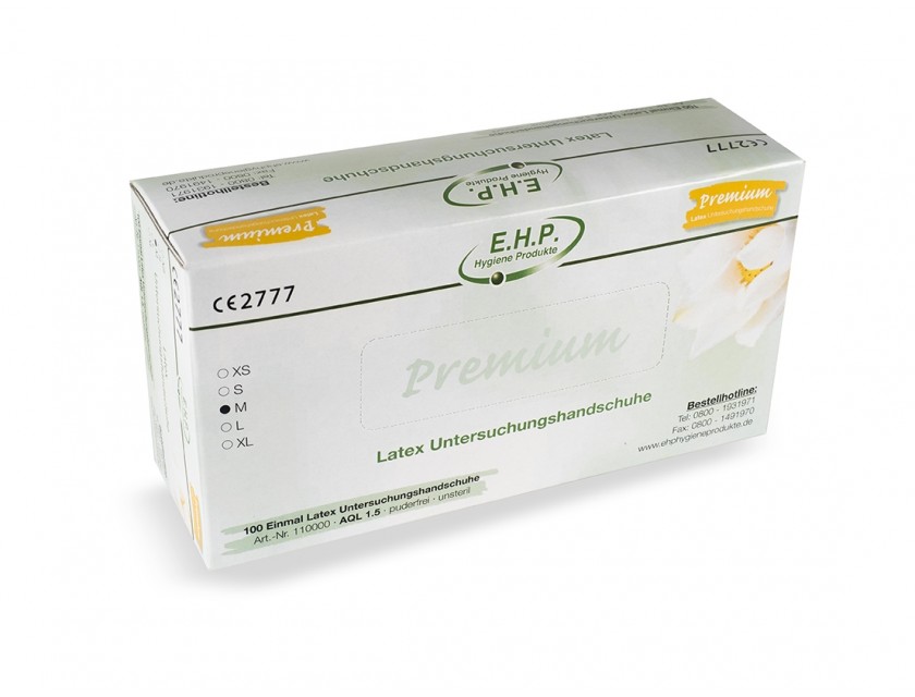 EHP Latexhandschuhe Premium, M, Weiß, 100 Stück