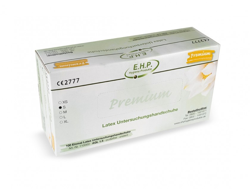 EHP Latexhandschuhe Premium, S, Weiß, 100 Stück