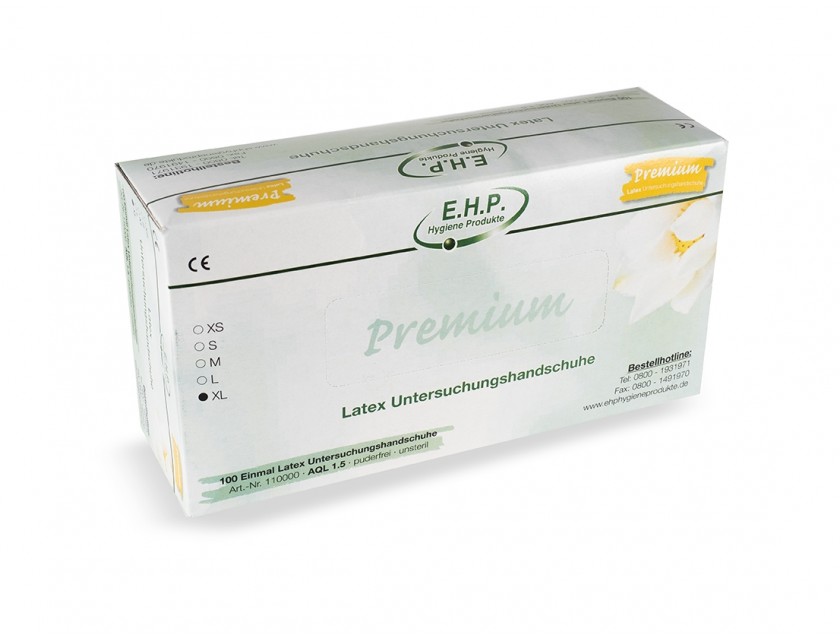 EHP Latexhandschuhe Premium, XL, Weiß, 100 Stück