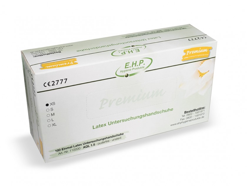 EHP Latexhandschuhe Premium, XS, Weiß, 100 Stück