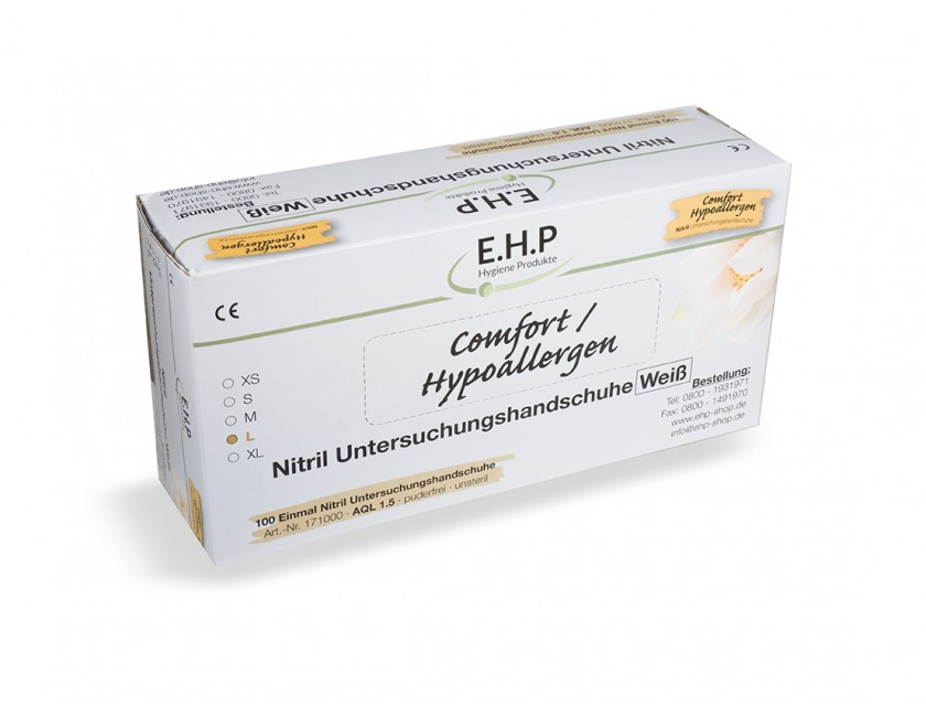 EHP Nitrilhandschuhe Comfort, L, Weiß, 100 Stück