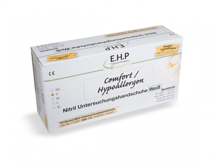 EHP Nitrilhandschuhe Comfort, S, Weiß, 100 Stück