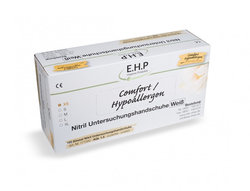 EHP Nitrilhandschuhe Comfort, XS, Weiß, 100 Stück