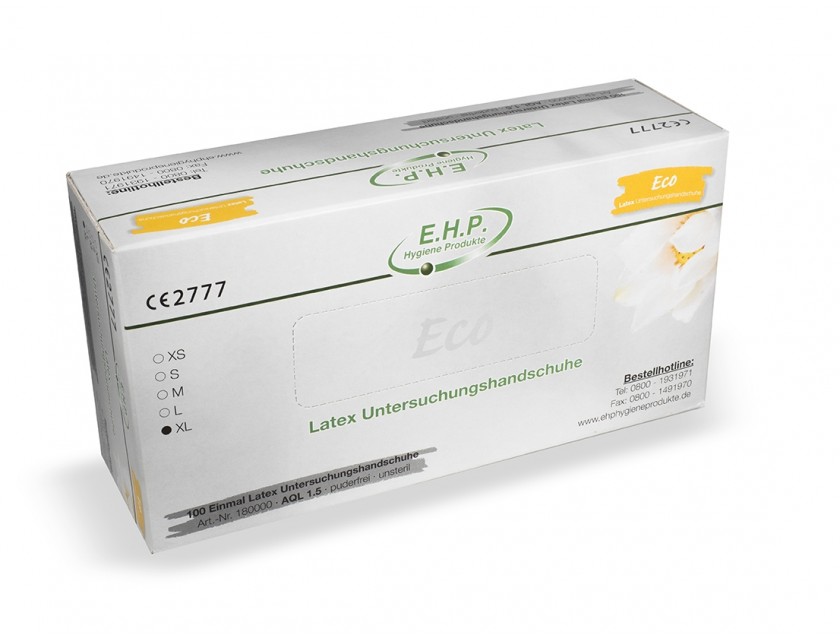 EHP Latexhandschuhe ECO, XL, Weiß, 100 Stück