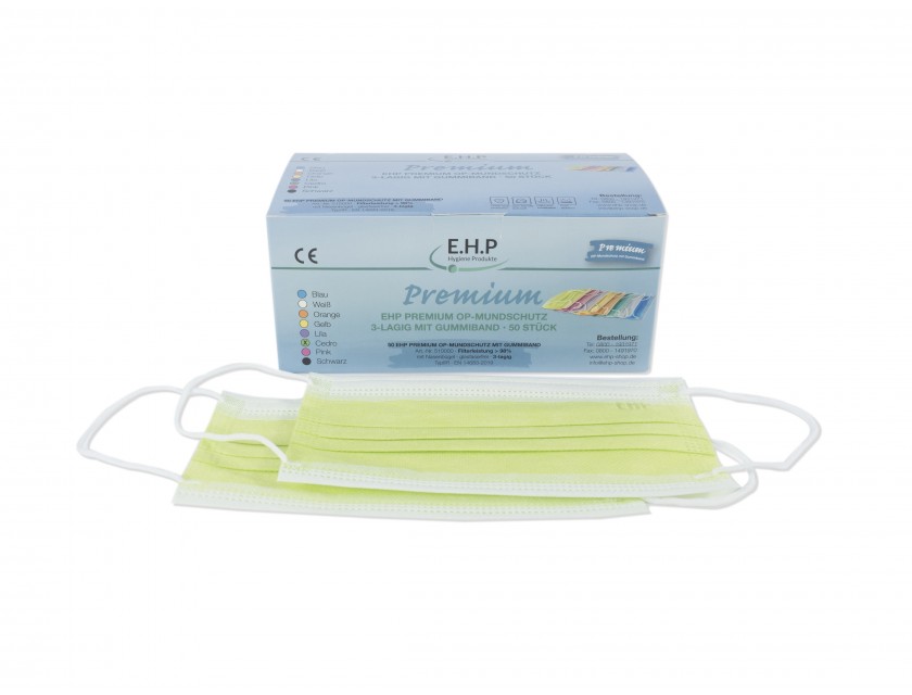 EHP Medizinischer OP-Mundschutz mit Gummiband, Cedro, 50 Stück