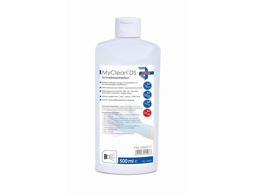 500 ml Flasche  MyClean DS +plus Schnelldesinfektion/Flächendesinfektion , Viruzid, gelistet und zertifiziert